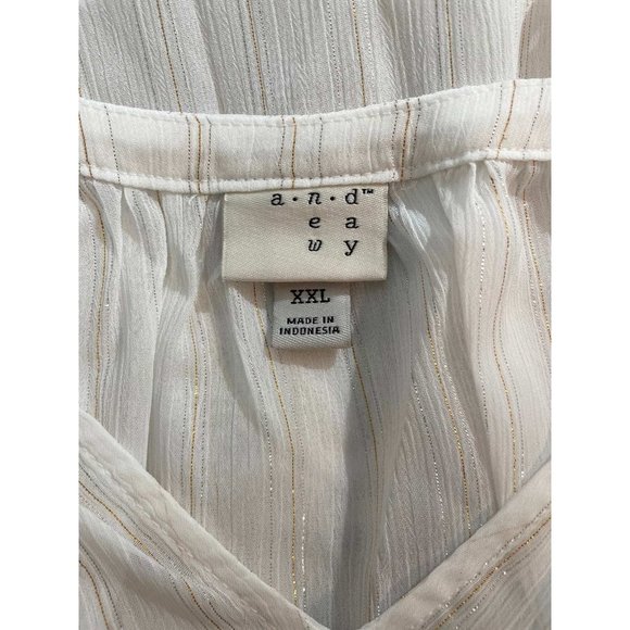 A New Day Womens Metallic Striped Puff Ruffled Sleeve Top XX LARGE (909) - Picture 2 of 5